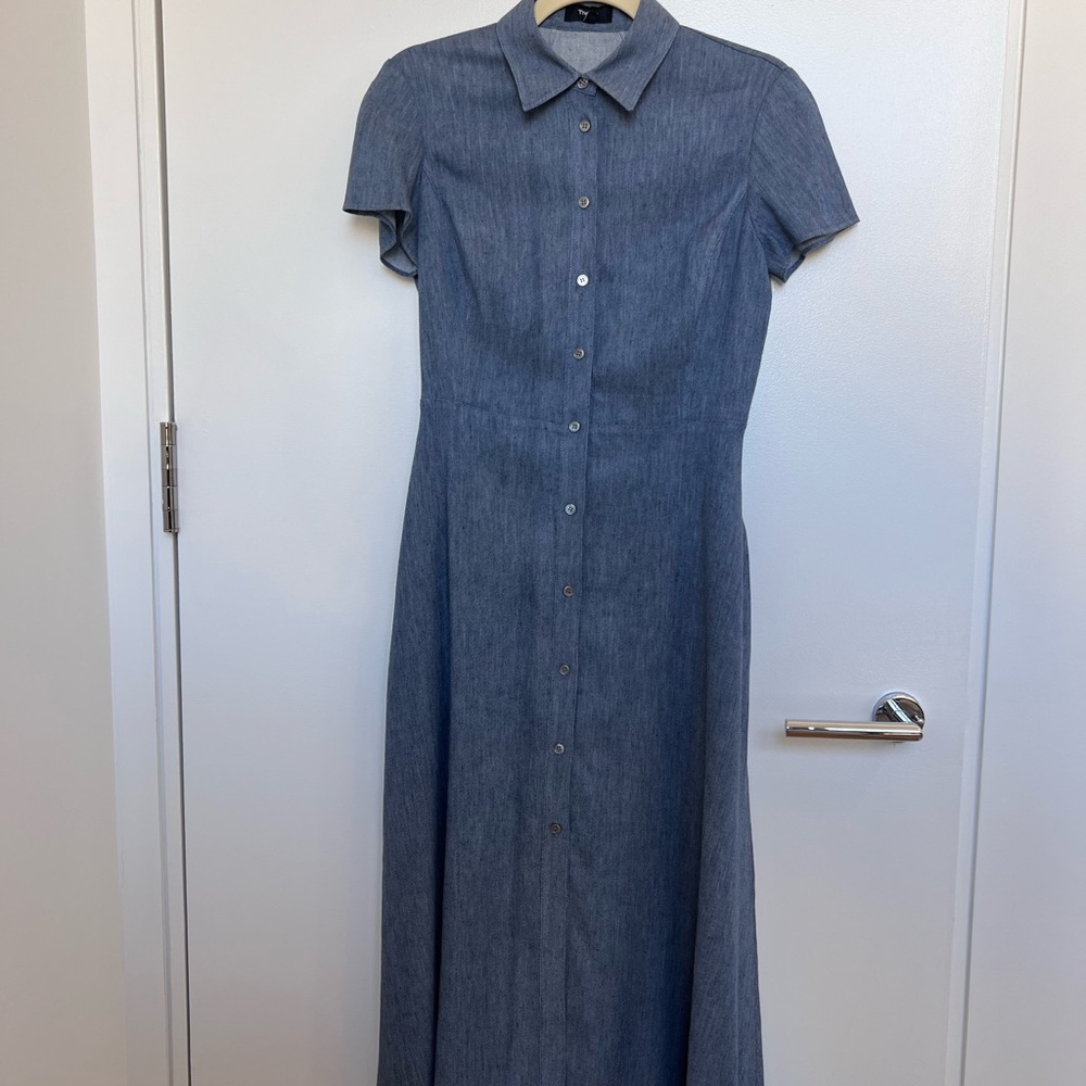 Theory Chambray button down dress with pockets
